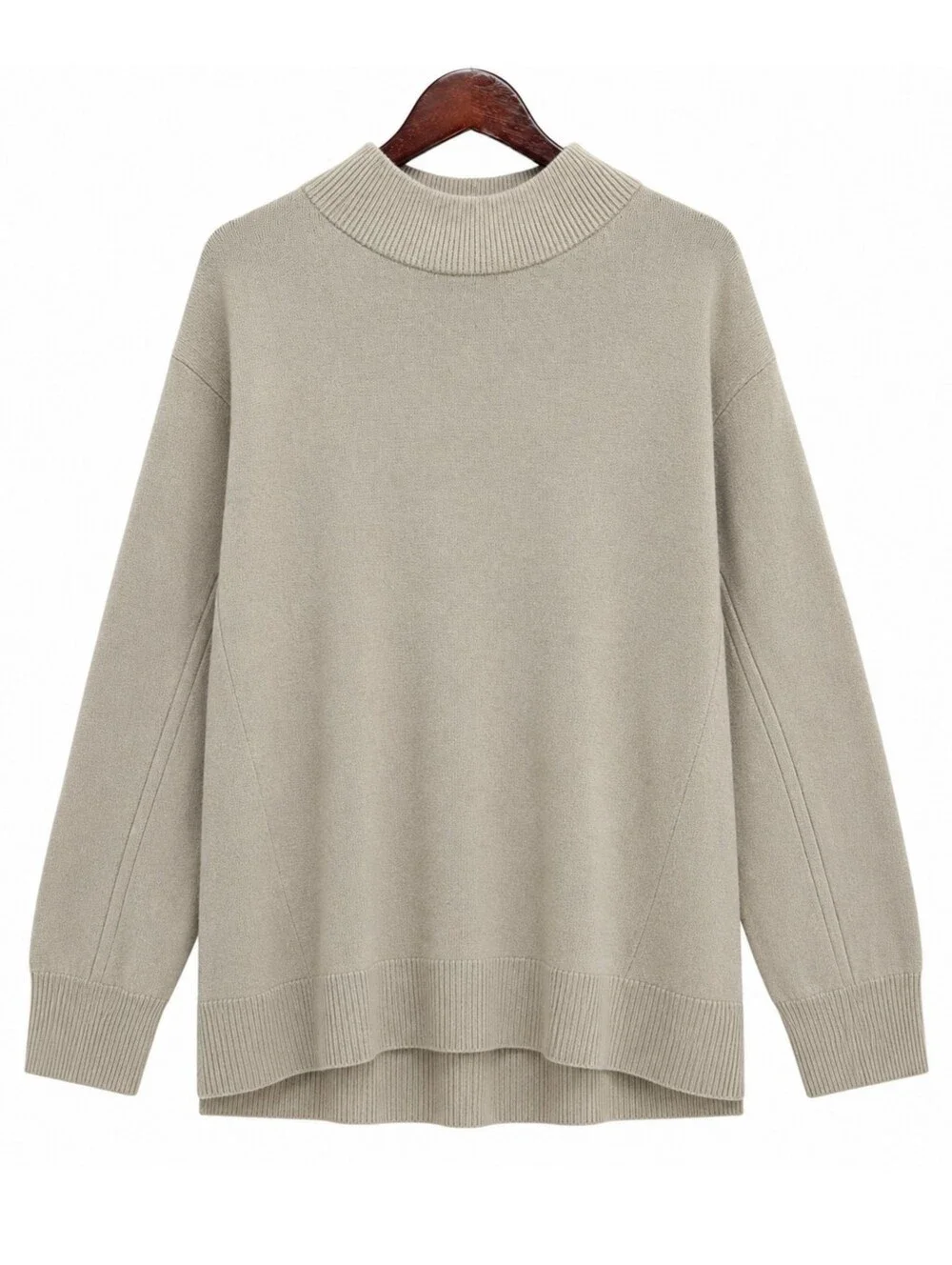 Rag & Bone 100% Cashmere Mock Neck Sweater Taupe Oversized Size Medium